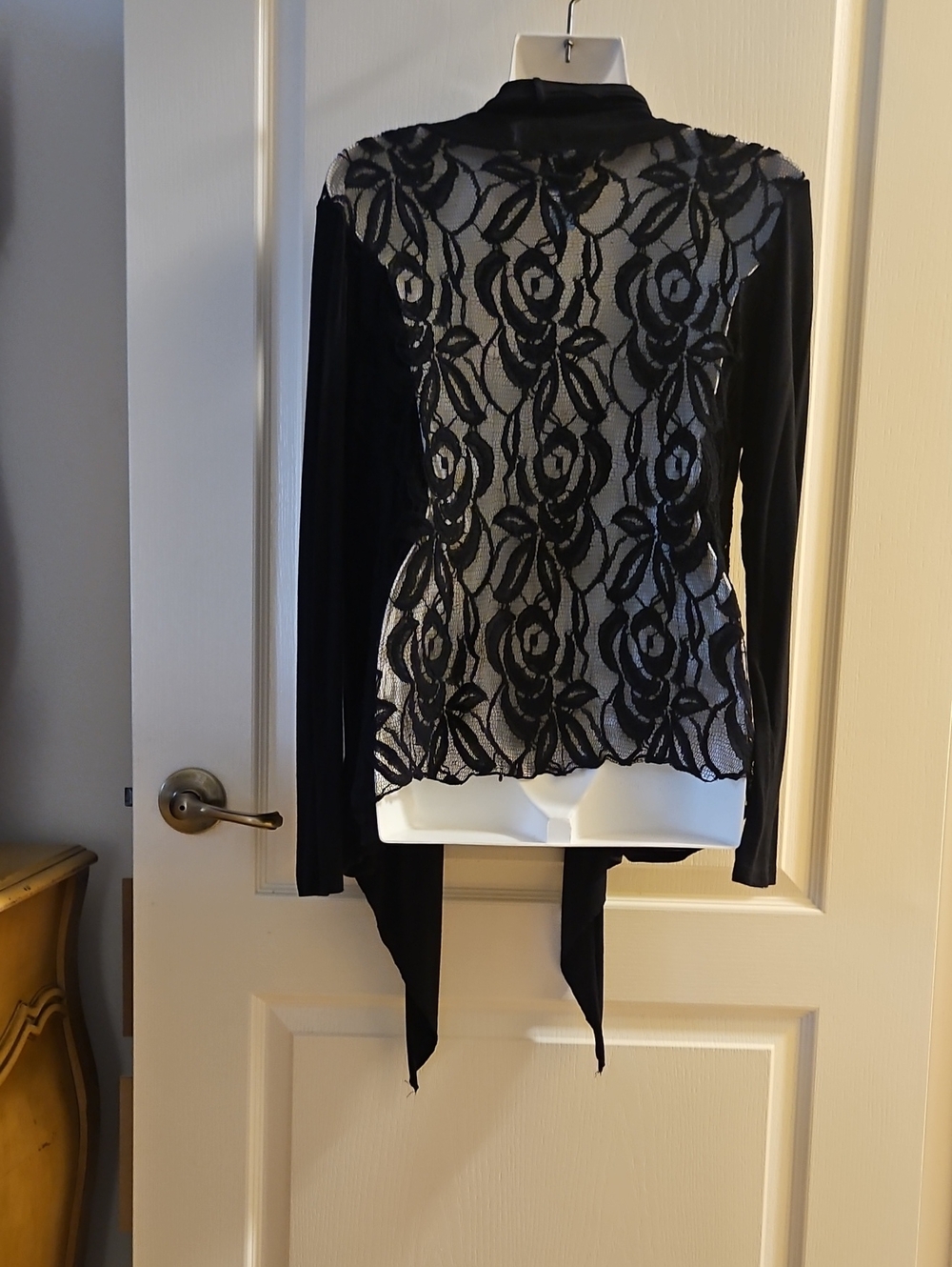 Cardigan Back Lace By M FASIS By California Blue Size L Solid Black Sexy Back
